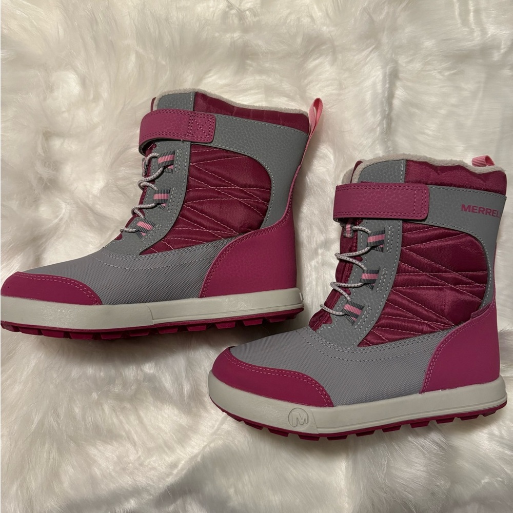 Merrell Girls Berry/Grey Snow Boots